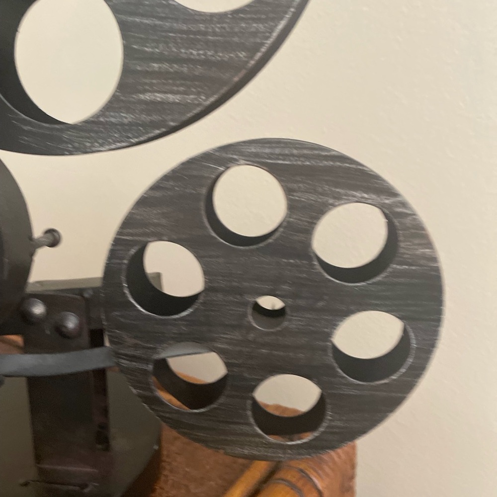 Vintage Movie Film Reel Style Desk Organizer Black Brown Metal - Picture 5 of 10